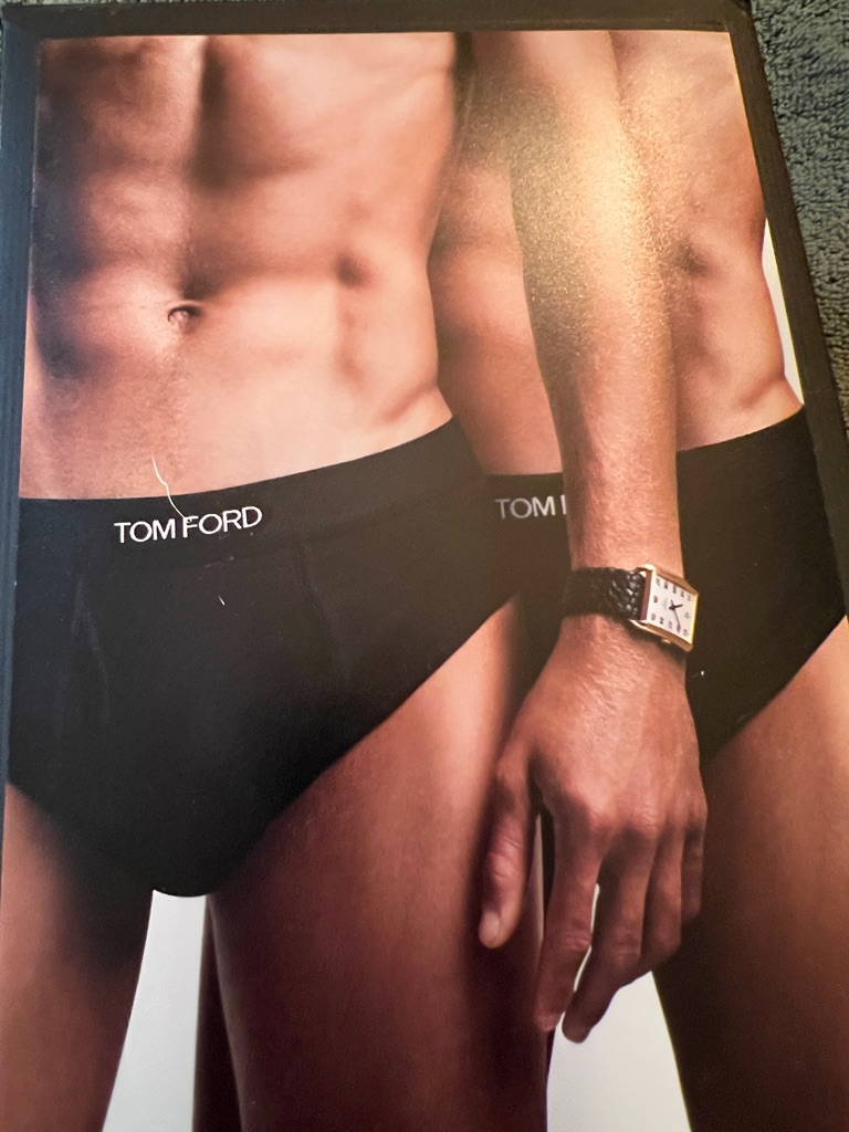 Tom Ford Black Men's Briefs With White Logo Waistband
